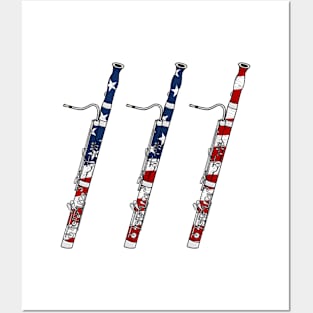 Bassoon USA Flag Bassoonist 4th July Patriotic Musician Posters and Art